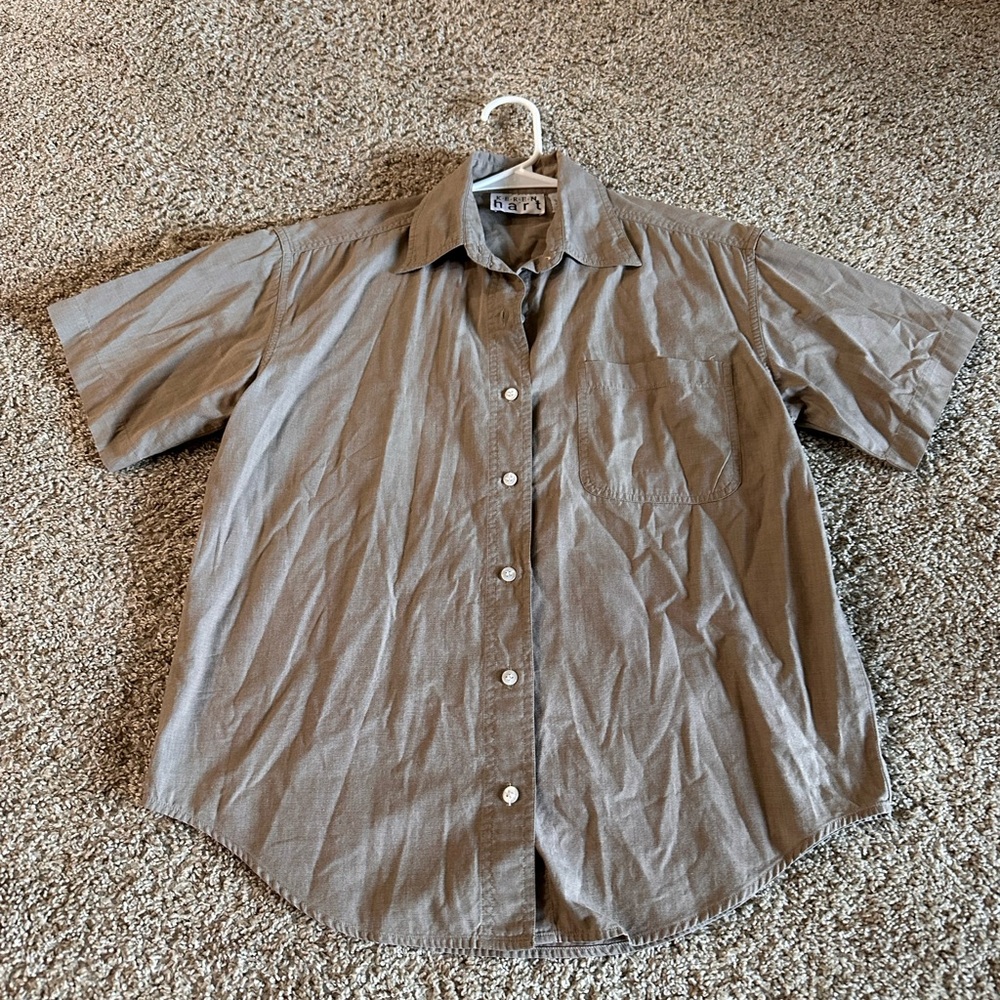 KEREN hart Casual Brown Button Down Shirt